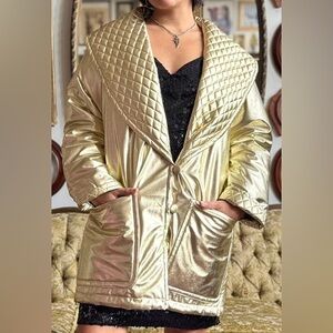 VTG MAURADA Champagne Gold Quilted Collar Jacket Like New Condition